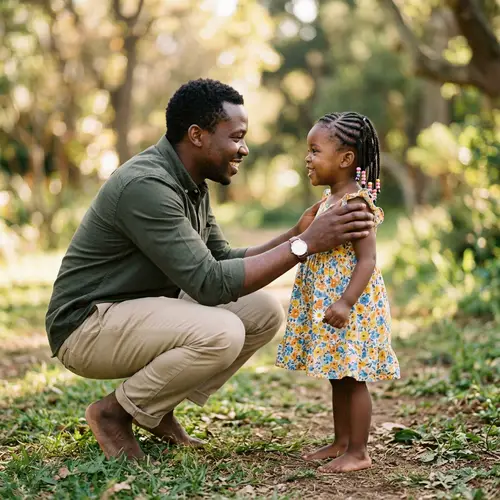 Empathetic African Caregiver Communicates with 3-Year-Old Girl