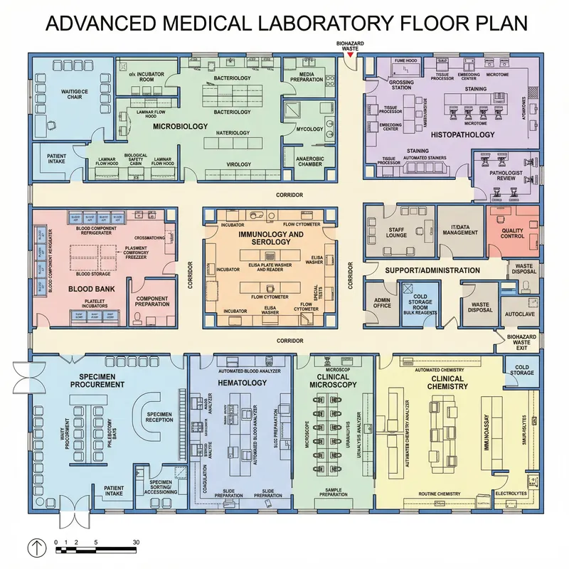 Advanced Medical Laboratory Floor Plan | Tertiary Laboratory Design