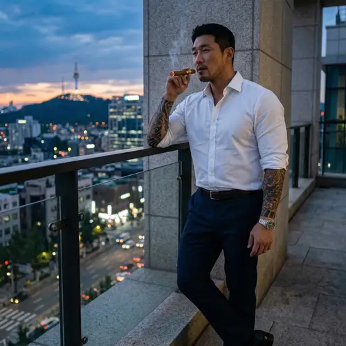 Confident Tattooed Korean Government Official