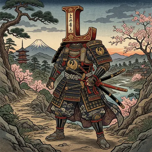 Anime Samurai Art with Letter L Head | Unique Illustration