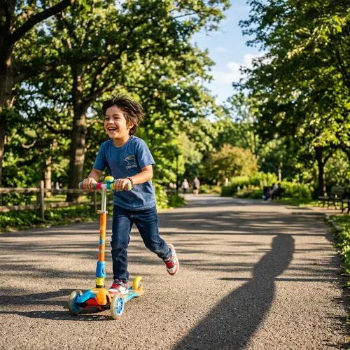 Juan Javier Riding Scooter | Joyful Hispanic Boy in Park