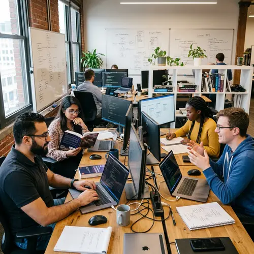 Diverse Programmers Developing Project with PHP Laravel