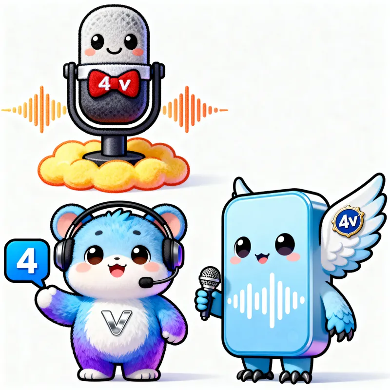 3 Unique Mascot Designs for 4v Voice Over Company