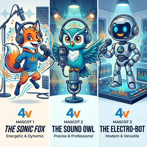 3 Unique Mascot Designs for 4v Voice Over Company