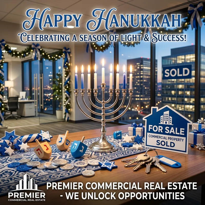 Symbolic Hanukkah Celebration in Commercial Real Estate Marketing Image