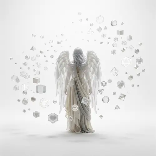 Ethereal Angel in Vast White Space - Surreal Art
