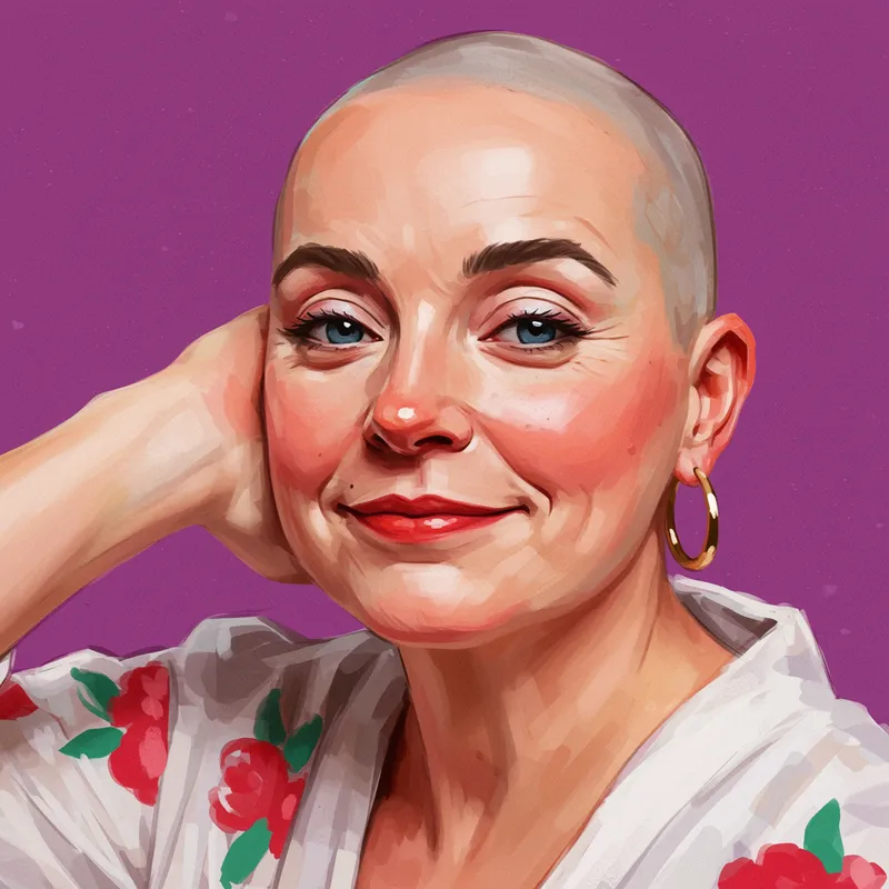 Whimsical Digital Portrait of a Cheerful Model