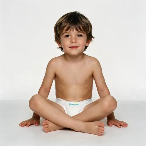Adorable Italian Boy in Pampers - Cute Pose