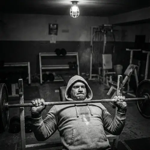 Determination and Strength: Intense Workout in Solitary Gym Setting
