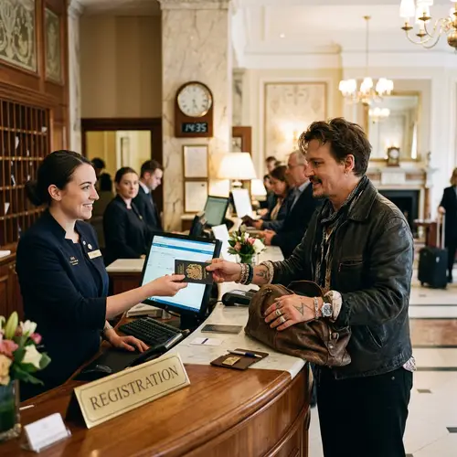 Johnny Depp at Hotel Reception