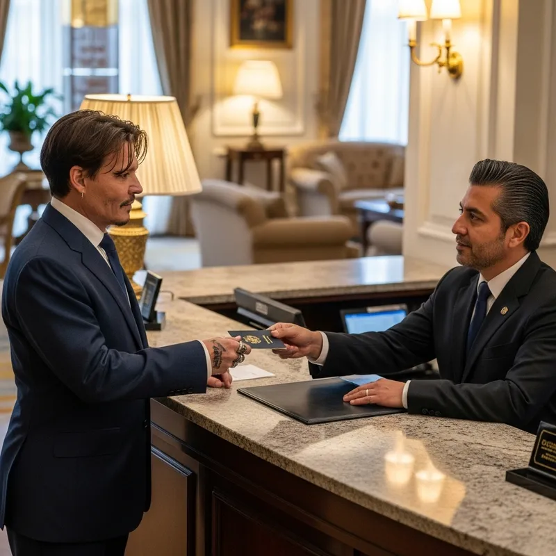 Johnny Depp at Hotel Reception