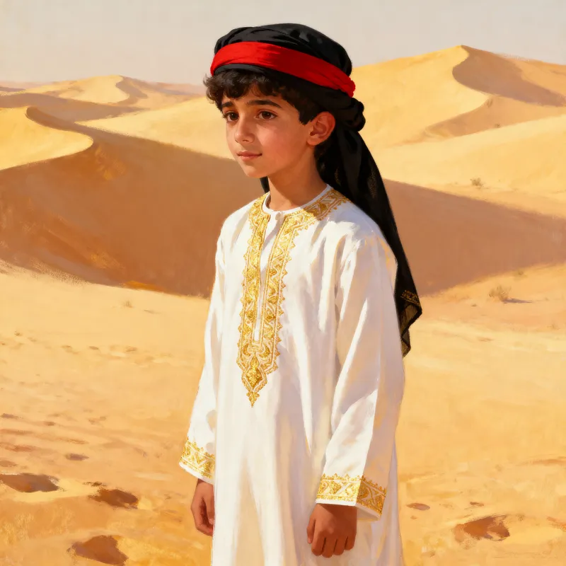 Arabian Boy in Traditional Arabic Clothing