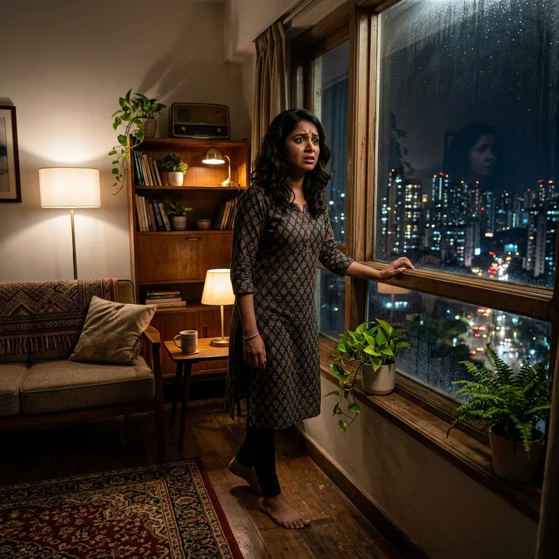 Scared Woman in Cozy One-Bedroom Apartment