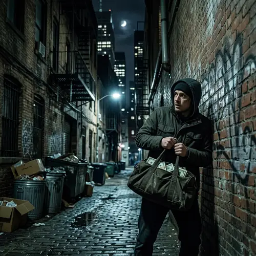Hiding with a Bag of Money in a New York Alley