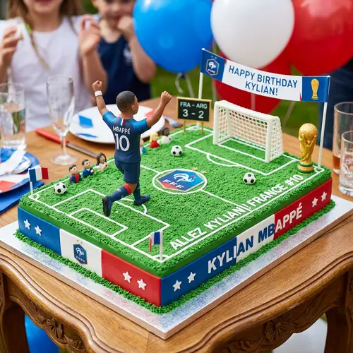 Football Cake with Mbappé Decoration
