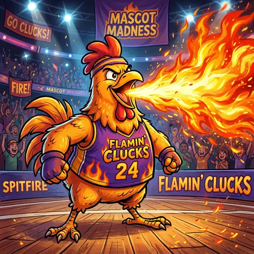 Fiery Cartoon Chicken Mascot Design
