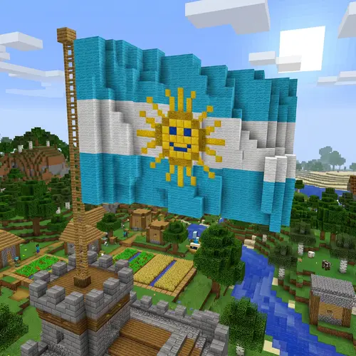 Minecraft-Themed Argentina Flag Art