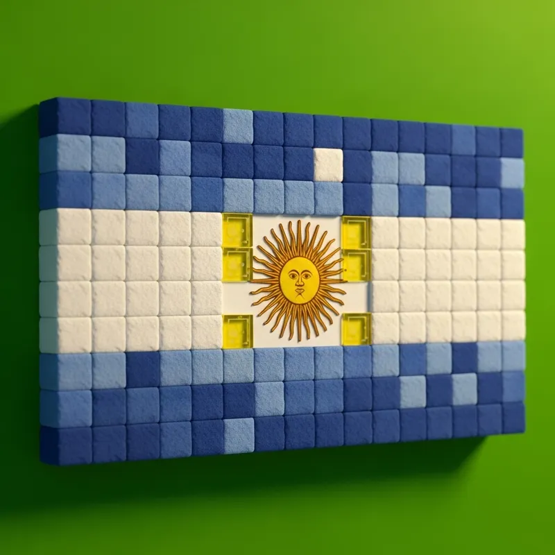 Minecraft-Themed Argentina Flag Art