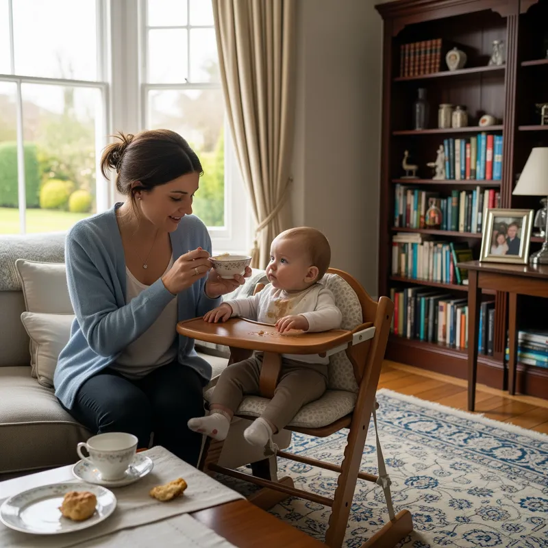 Young British Mother Feeding Child at Home Young British Mother Feeding Child at Home