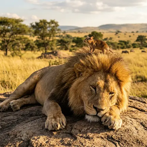 Mouse and Lion: Unlikely Friendship at Rest