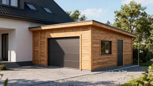 Modern Wooden Garage 3D Rendering | Architectural Design