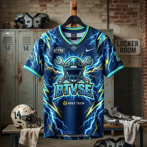 Electricity-Themed Football Shirt with BTVSE Design