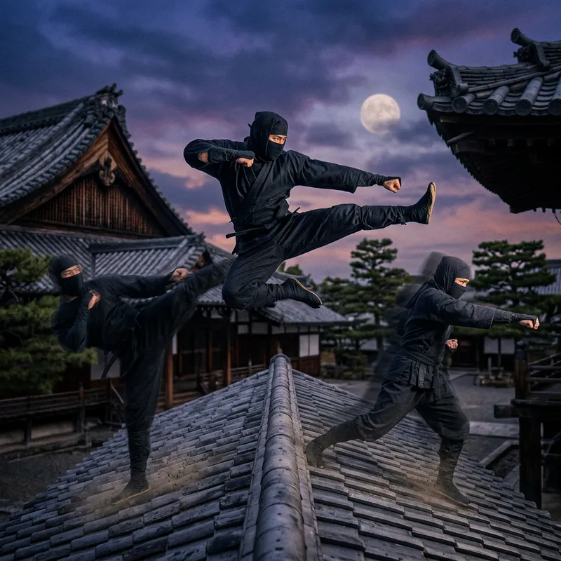 Ninja Punching, Kicking & Jump Kick Techniques