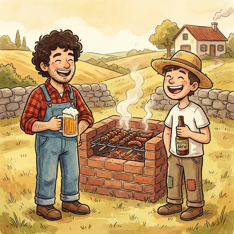 Country Grilling Fun: Cartoon Characters in Action