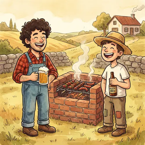 Country Grilling Fun: Cartoon Characters in Action