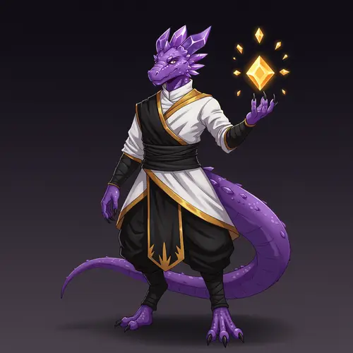 Regal Purple Dragonborn Monk: Master of Sunlight