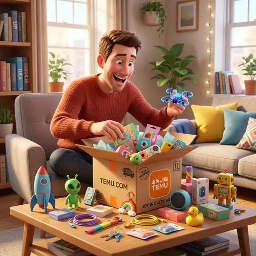 Joyful Unboxing in Pixar-Style Animation Scene