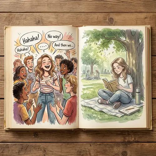 Dual Nature of a Teenage Girl: Extroverted and Introverted