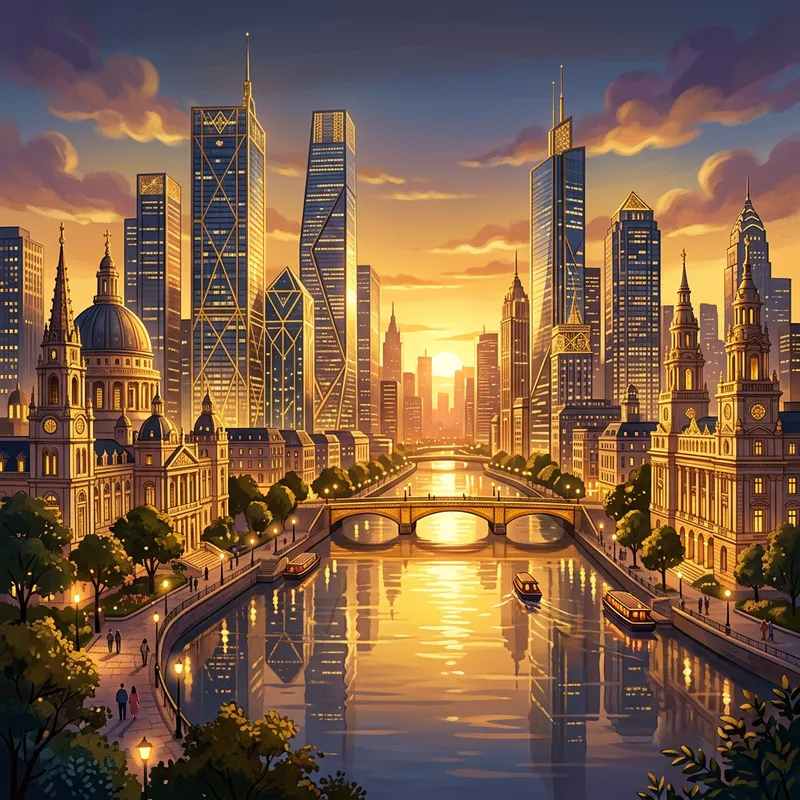 Golden City: Enchanting 2D Art Journey Golden City: Enchanting 2D Art Journey