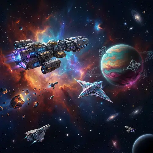 Futuristic Space Objects in Sci-Fi Style