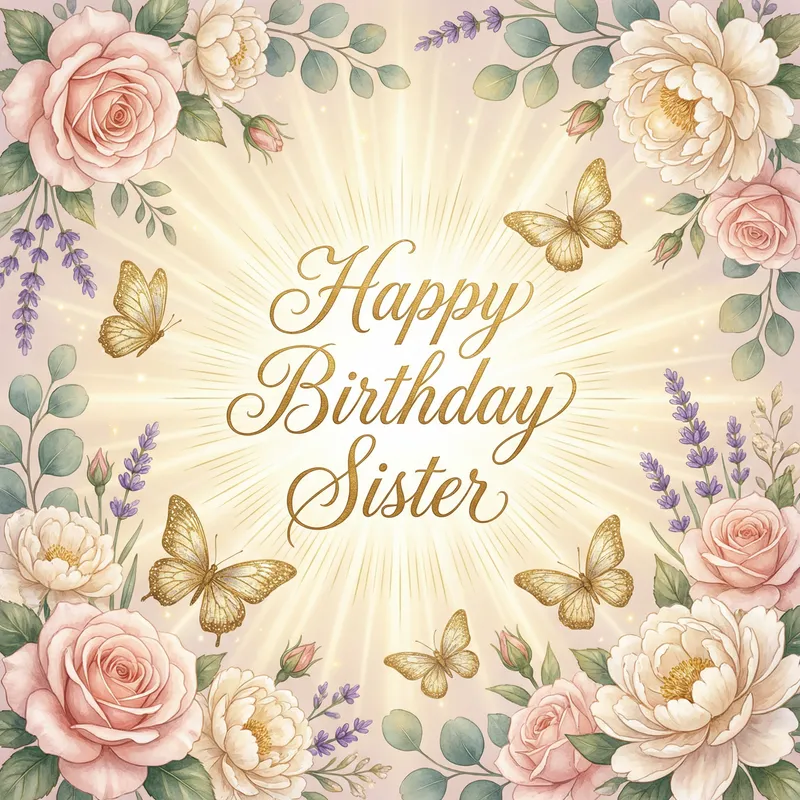 Elegant Birthday Card for Sister - 4K Design