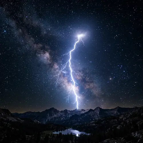 Starry Night Sky with Ethereal Lightning | Celestial Scene