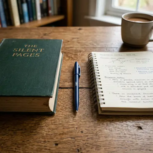 Elegant Pen Between Book and Notebook