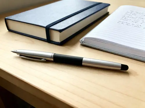 Elegant Pen Between Book and Notebook