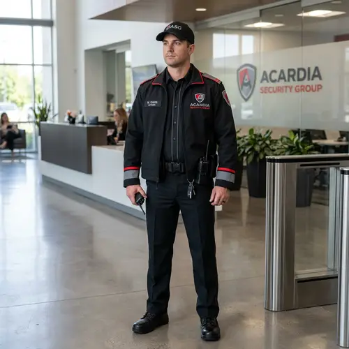 Professional Security Uniform in Black, Red & Gray | Acardia Security Group