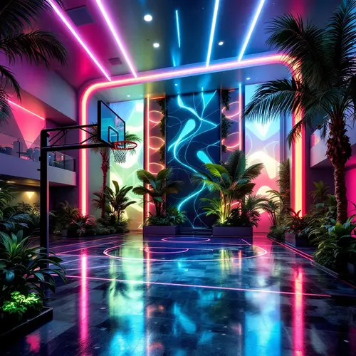 Neon Basketball Court: A Vibrant Game Experience
