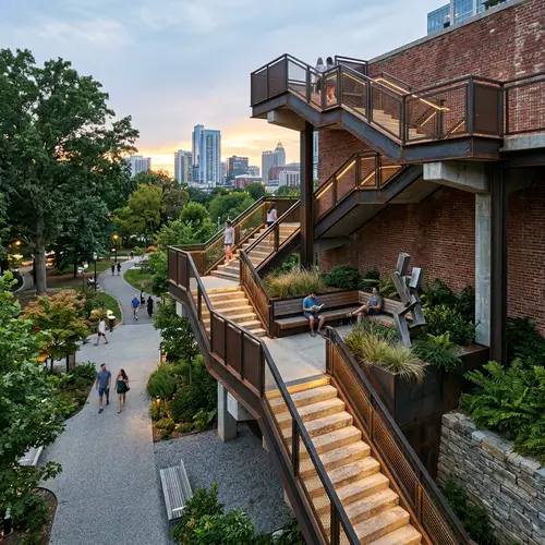 Innovative Industrial Staircase Design for Parks