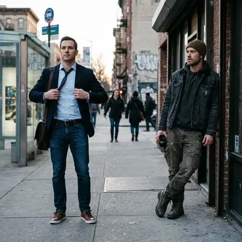 Transition from Street to Business Attire: Tales of Two Characters