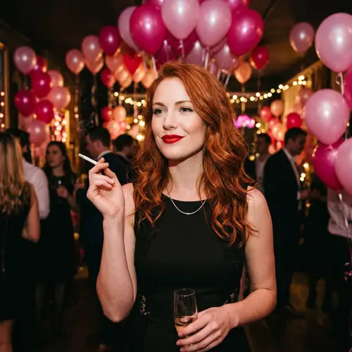 Red-Haired Beauty: A Glamorous Party Vibe