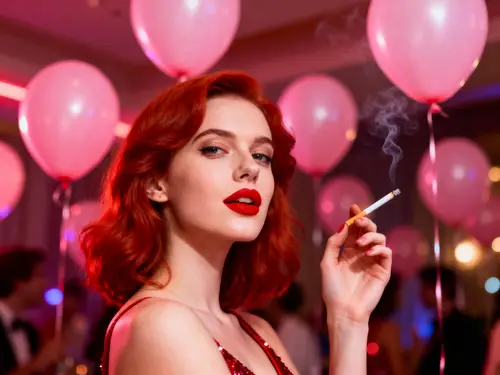Red-Haired Beauty: A Glamorous Party Vibe