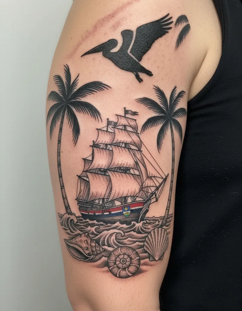Tattoo Design: Palmtrees & Sint Maarten Flag