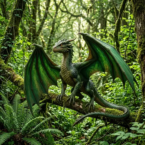 Stunning Teen Green-Winged Wyvern in Enchanted Forest
