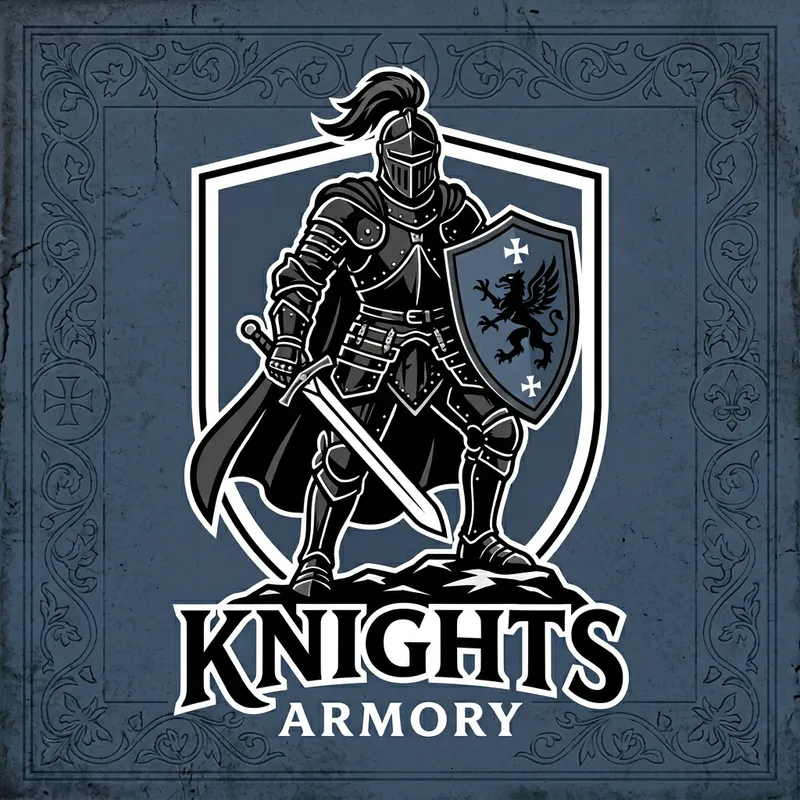 Medieval Knight Logo in Black Armor Medieval Knight Logo in Black Armor