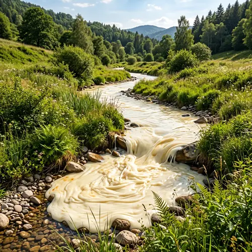 Mozzarella Cheese River: Realistic Visualization