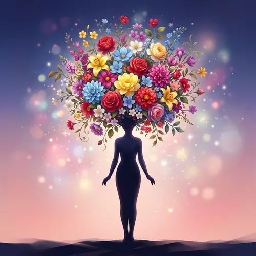 Surreal Floral Silhouette Art - Dreamy Digital Creation