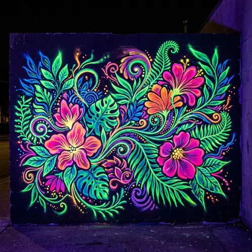 Vibrant Nature-Inspired Mural Design for Wall Art